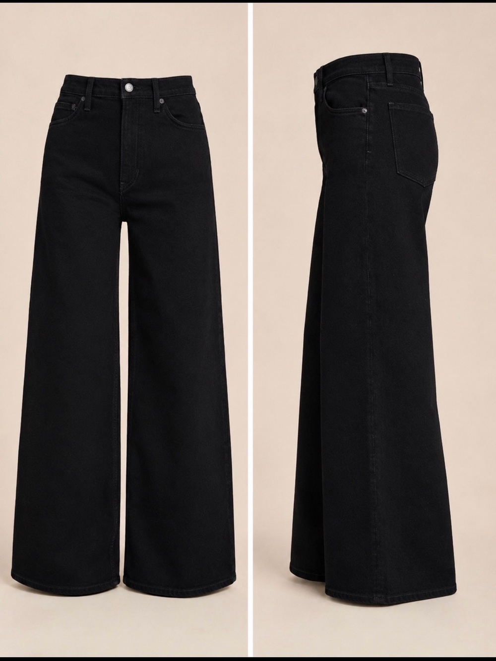 Banana Republic Black High-Rise Wide-Leg Jeans
